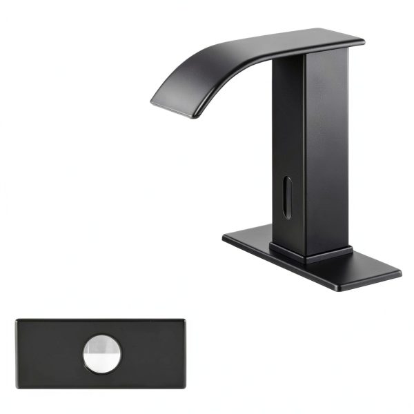 Touchless Sensor Bathroom Faucet GEEXO Matte Black One Hole Waterfall-5