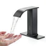Touchless Sensor Bathroom Faucet GEEXO Matte Black One Hole Waterfall-0