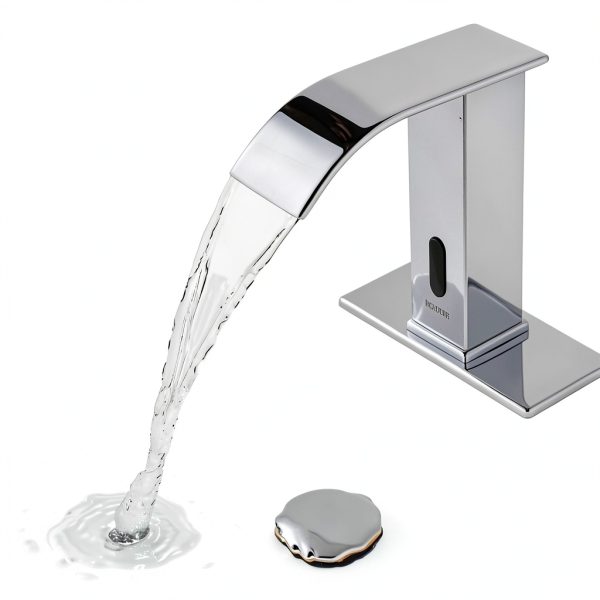 Automatic Sensor Touchless Bathroom Faucet BODQEMR Chrome Waterfall-5