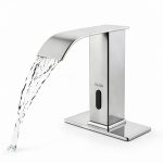 Automatic Sensor Touchless Bathroom Faucet, Modern Chrome Bathroom Faucet for Sink 1 Hole, Waterfall Single Hole Bathroom Sink Faucet Stainless Steel, Hands Free Motion Sensor Lavatory Faucet-0