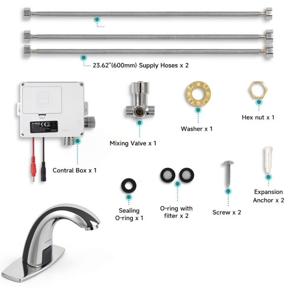 Touchless Bathroom Faucet AIKE AK7500 Polished Stainless Steel Tap-5