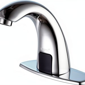 Touchless Bathroom Faucet with Automatic Sensor Function, Bathroom Sink Faucet with Hole Cover Plate, Chrome-0