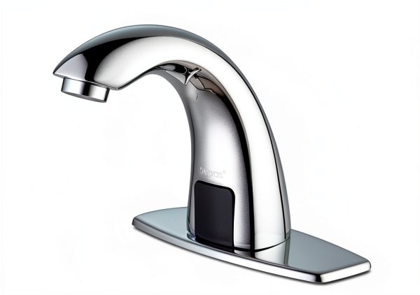Touchless Bathroom Faucet with Automatic Sensor Function, Bathroom Sink Faucet with Hole Cover Plate, Chrome-3