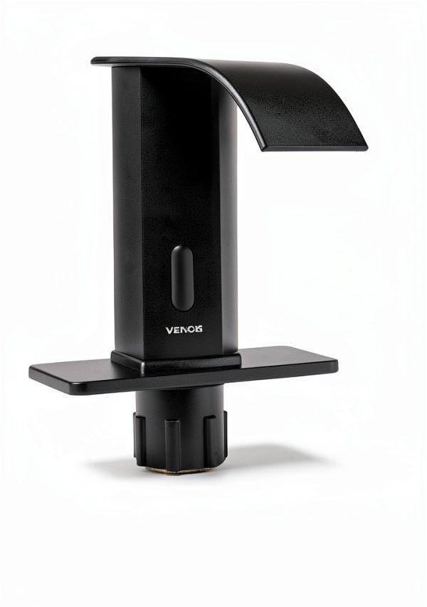 VEVOR Touchless Bathroom Sink Faucet, Automatic Motion Sensor Waterfall Restroom Toilet Faucet with Hole Cover Plate, Battery Operated,Hot/Cold Water for 9/16 in Pipe Commercial Lavatory,Matte Black-6